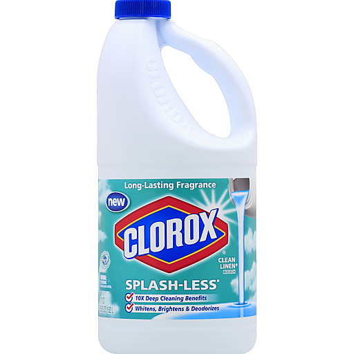 Clorox Splash Less Liquid Bleach, Clean Linen Scent 55 Ounce Bottle