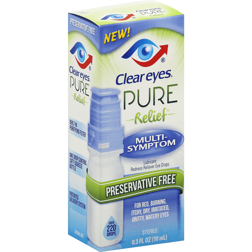 Clear Eyes Pure Relief Lubricant Redness Reliever Eye Drops Multi-Symptom