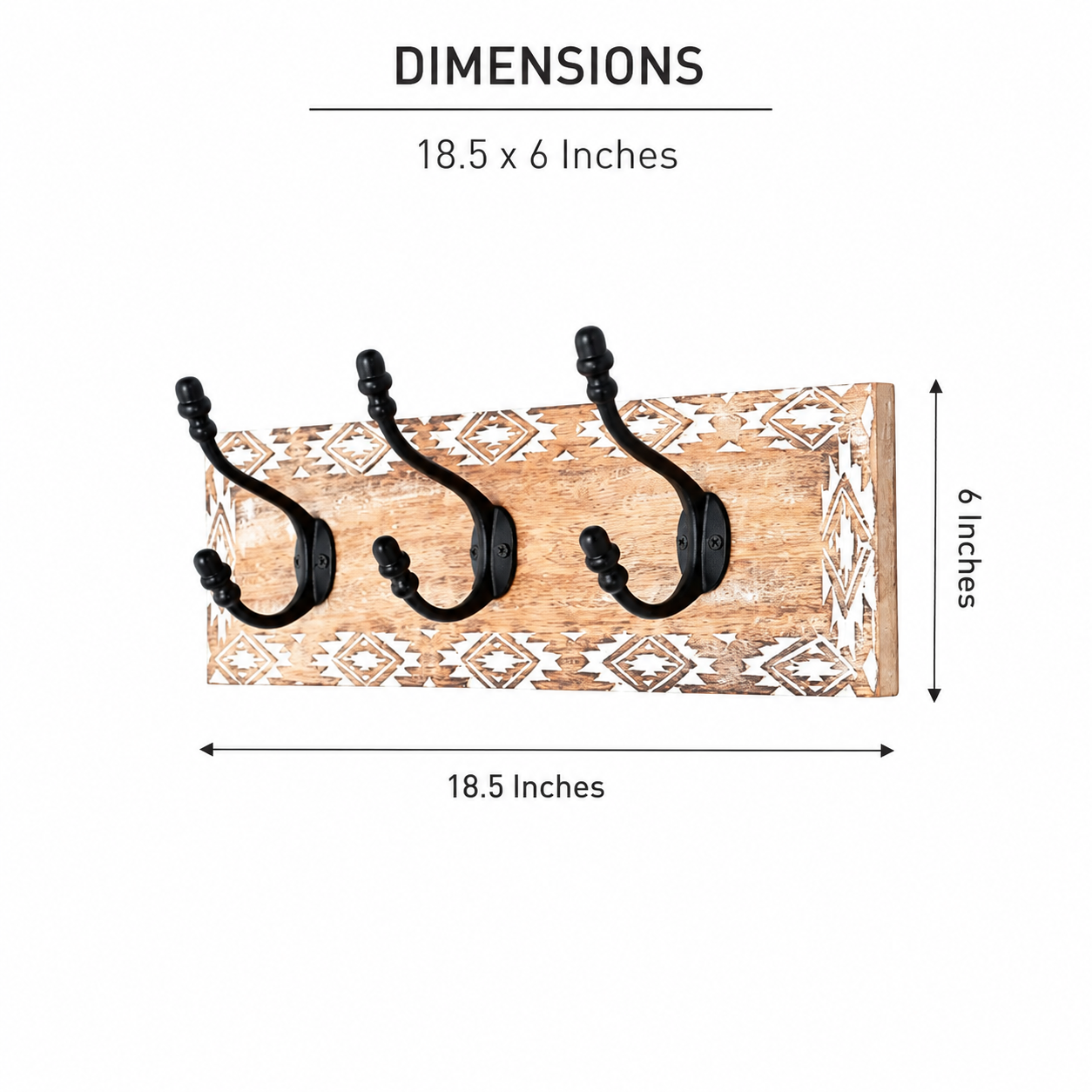 White Wash Wall Hook | Mango Wood |  Wooden Hook for Décor