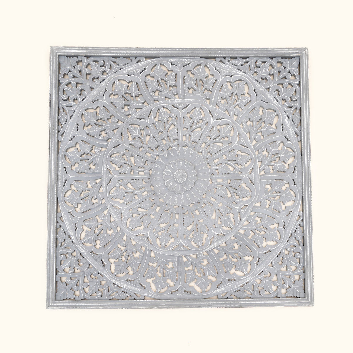 Mandala Wall Decor | Handcarved Wood Wall Art Panel, 48x48"