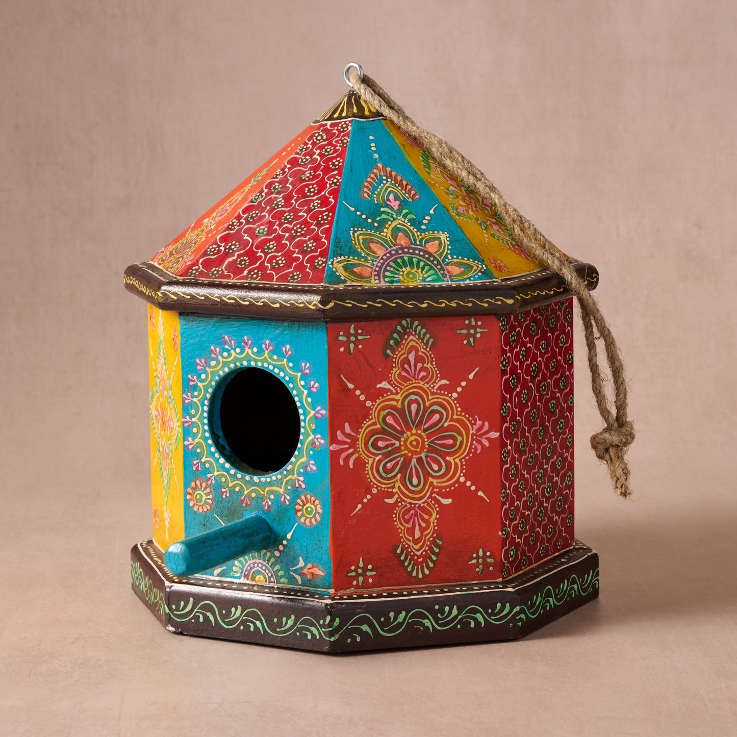 Sarkas Hand Painted Birdhouse with Perch