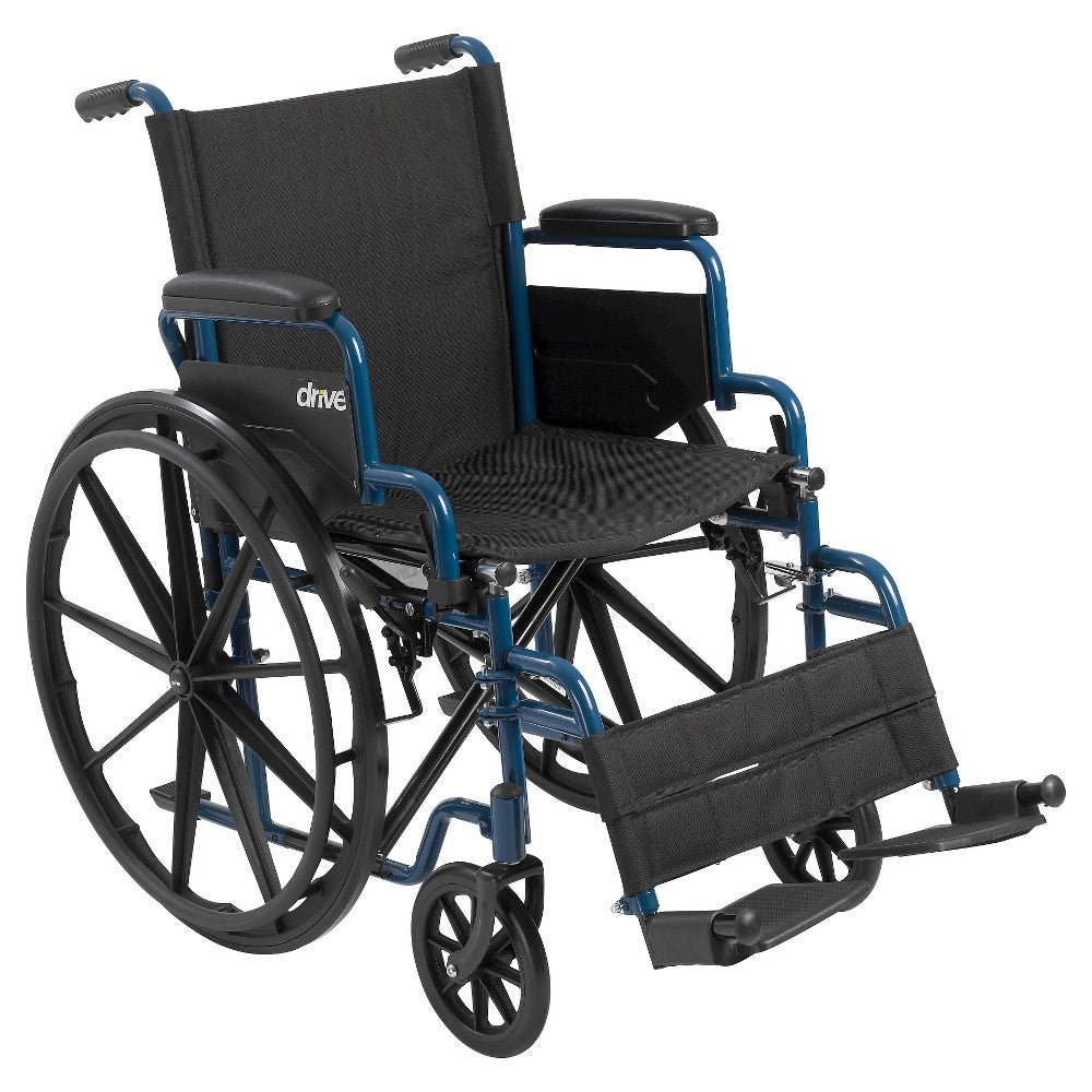Drive Medical Blue Streak Wheelchair With Flip Back Desk Arms, Swing Away Footrests, 20" Seat