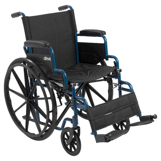 Drive Medical Blue Streak Wheelchair With Flip Back Desk Arms, Swing Away Footrests, 20" Seat