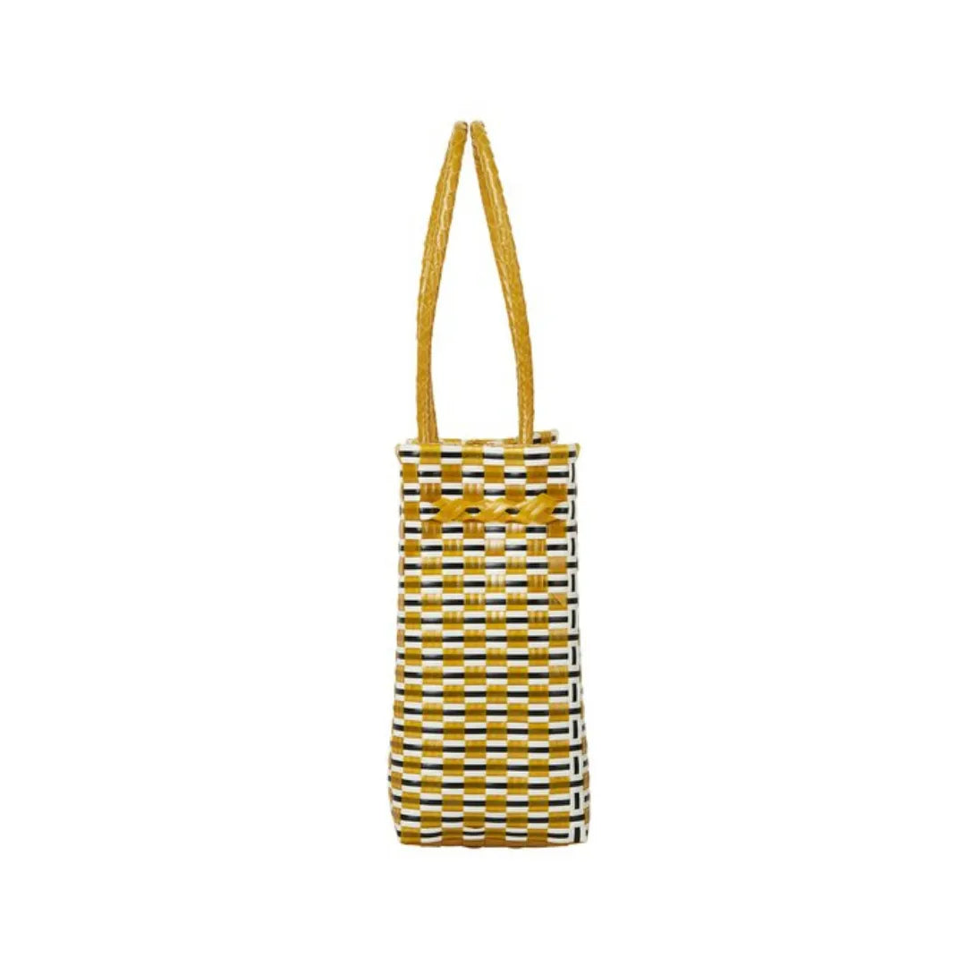 Midi Ella Handwoven Tote · Checker Recycled Plastic