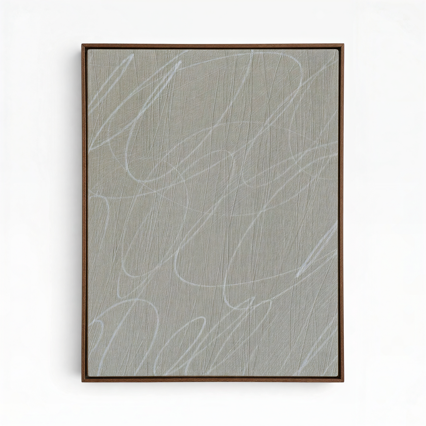 Gestural Marks in Fog Framed Canvas Wall Art