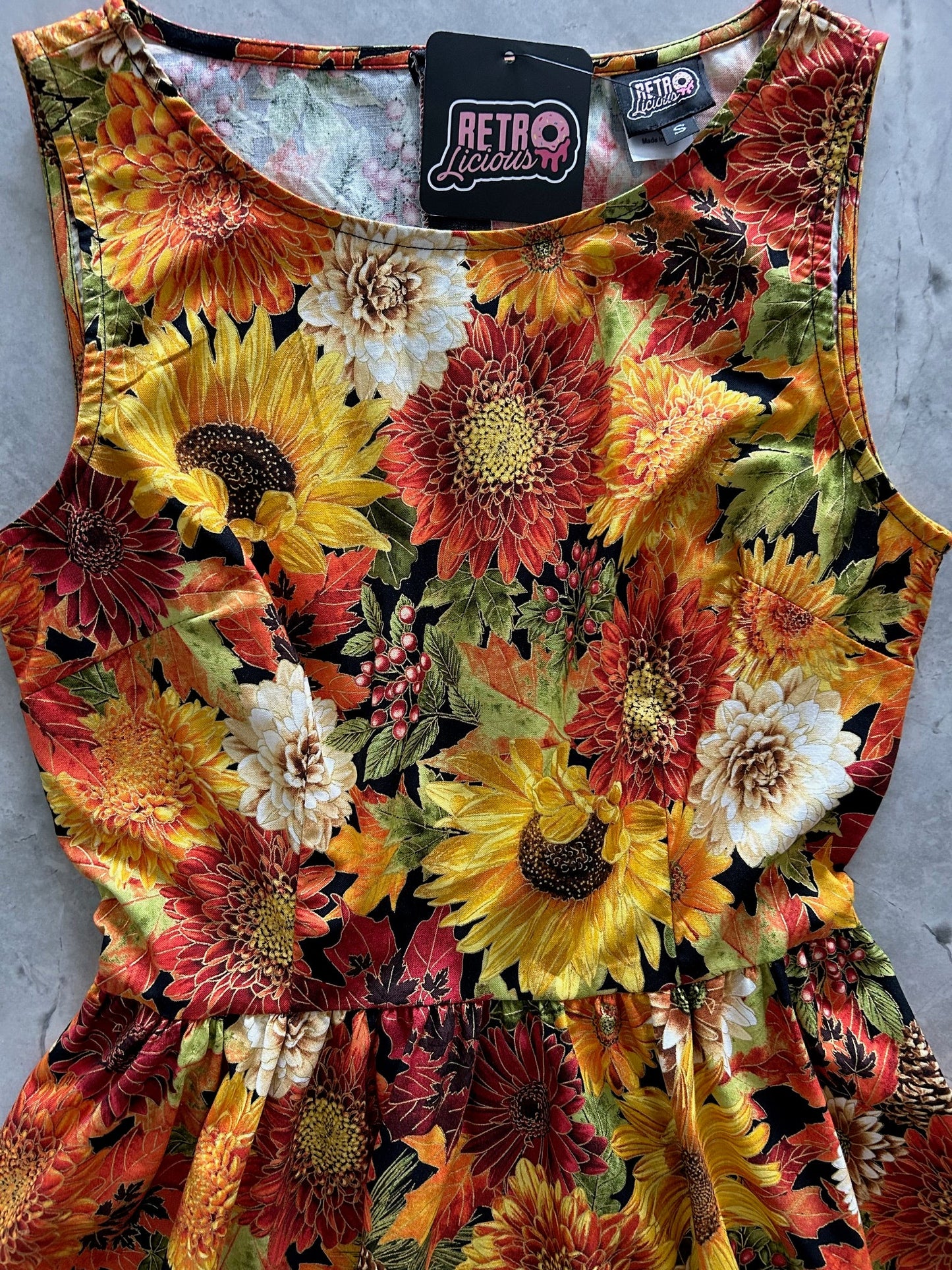 Sunflower Floral Vintage Dress