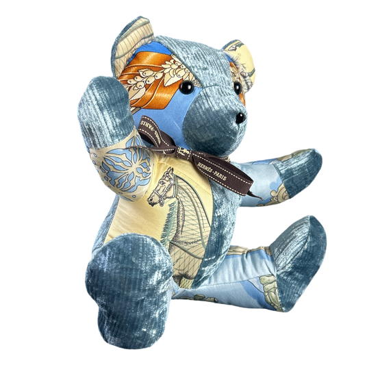 Vintage Silk Scarf Patchwork Teddy Bear