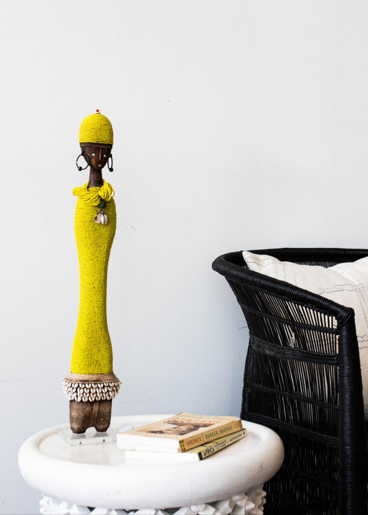 Yellow Beaded African Namji Doll