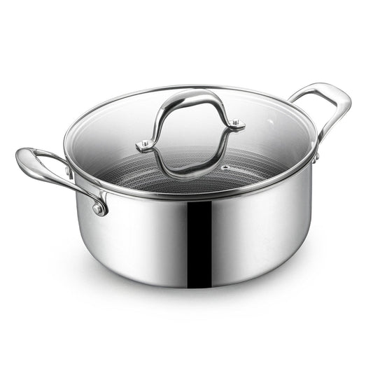 BE | LIVING - Circlad Series - 5 qt / 8.5"/ 24 cm Casserole with lid - Triply Stainless Steel Circlad