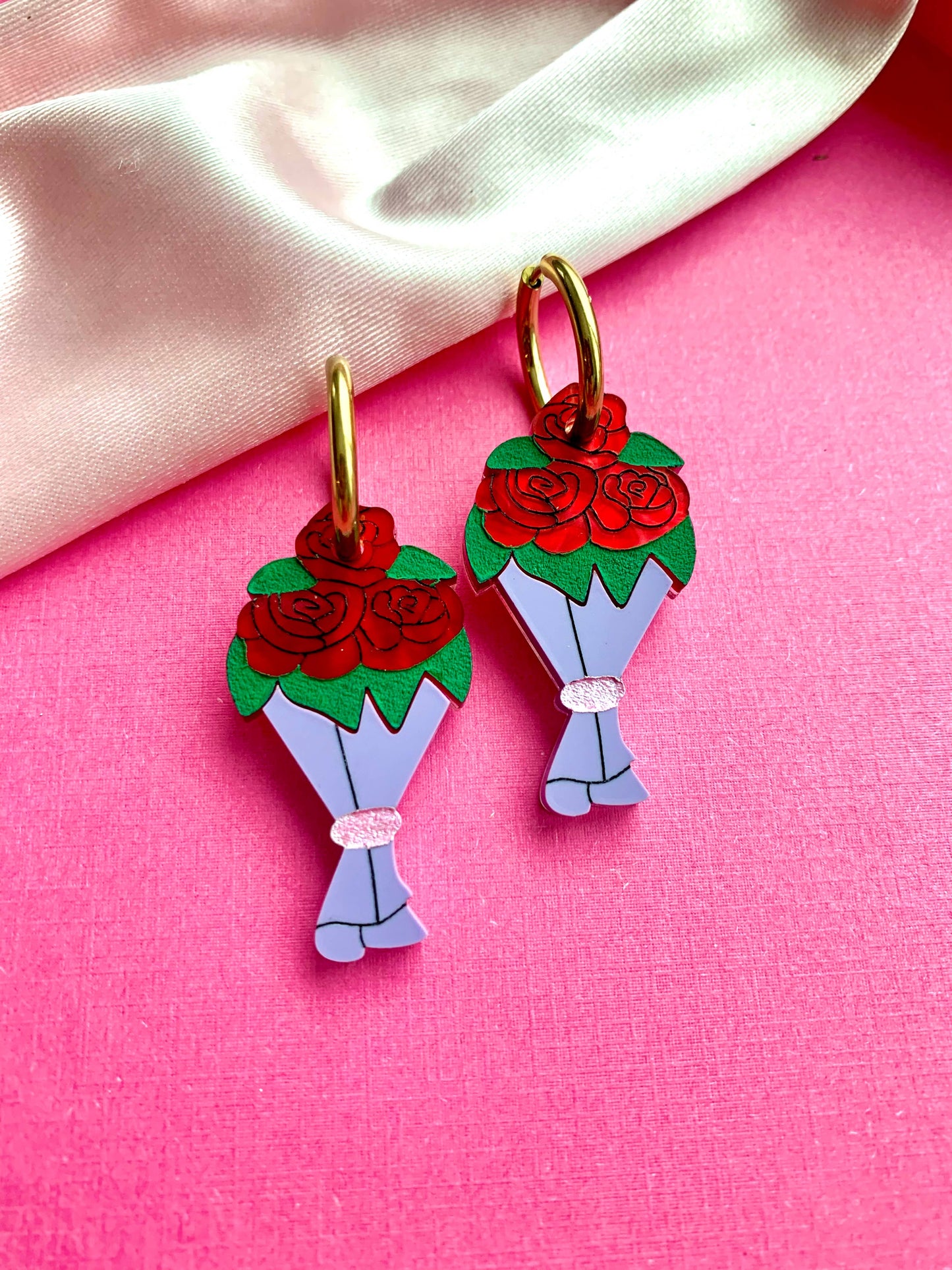 Bouquet of Roses Acrylic Earrings
