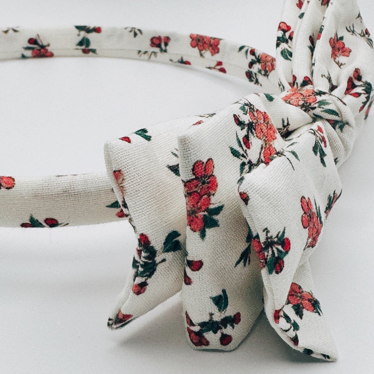 Three Little Bows Headband- Red Hypericum