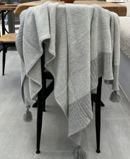 Wool Blended Throw - Grey
