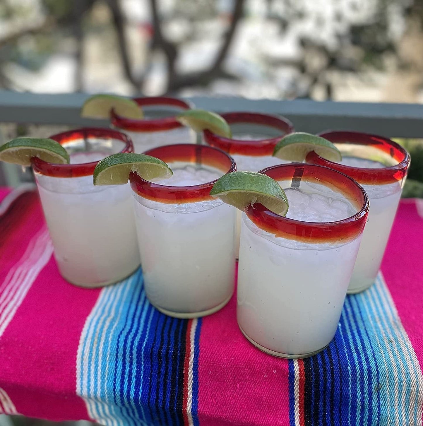 Set of 6 Glasses with Red Rims