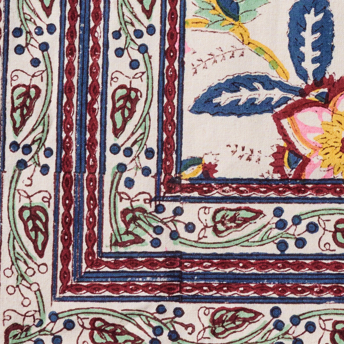 Zaina Floral Blockprint Tablecloth