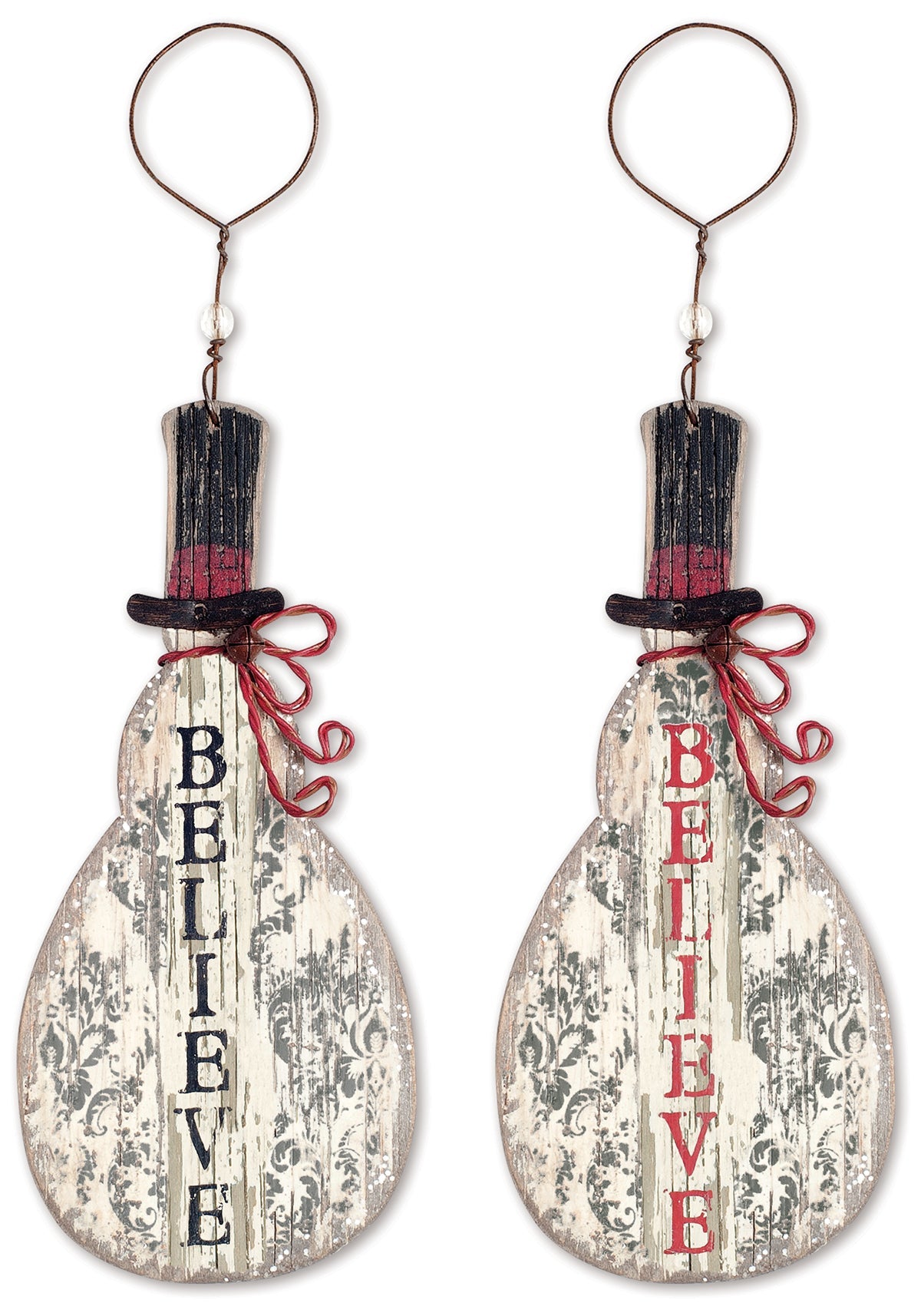 Rustic Believe Snowman Ornaments - Set of 4