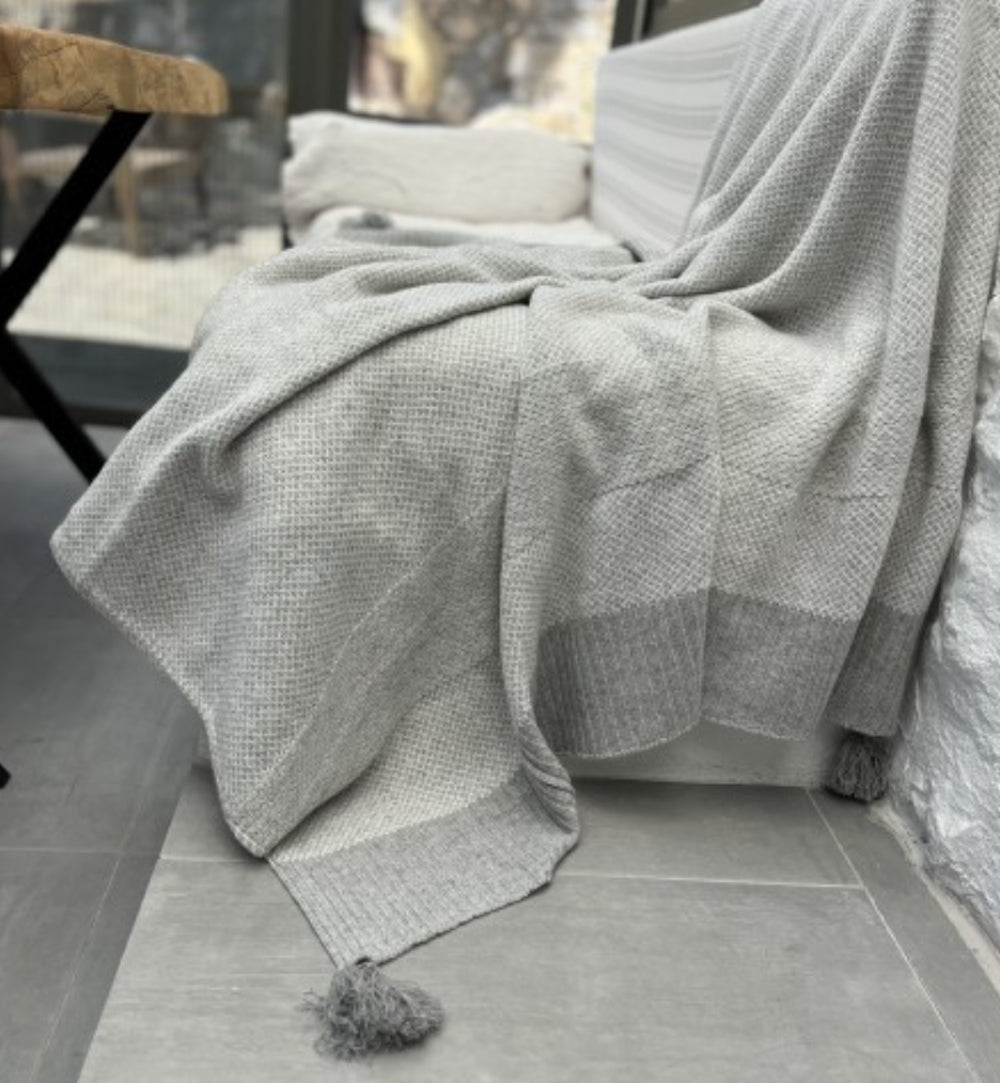 Wool Blended Throw - Grey