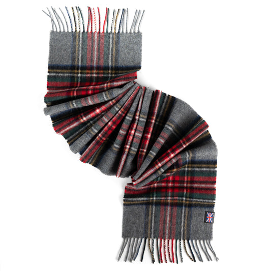 Prince of Scots Merino Lambswool Tartan Scarf (Grey Stewart)