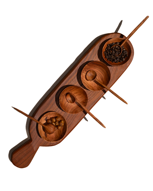 Four Condiment Serving Set Tray