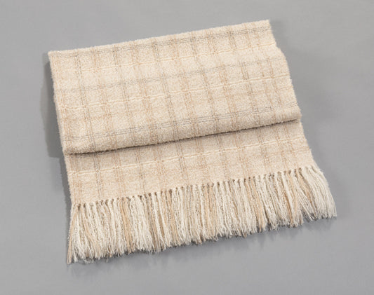Handwoven Boucle Alpaca Throw - Beige with Stripes