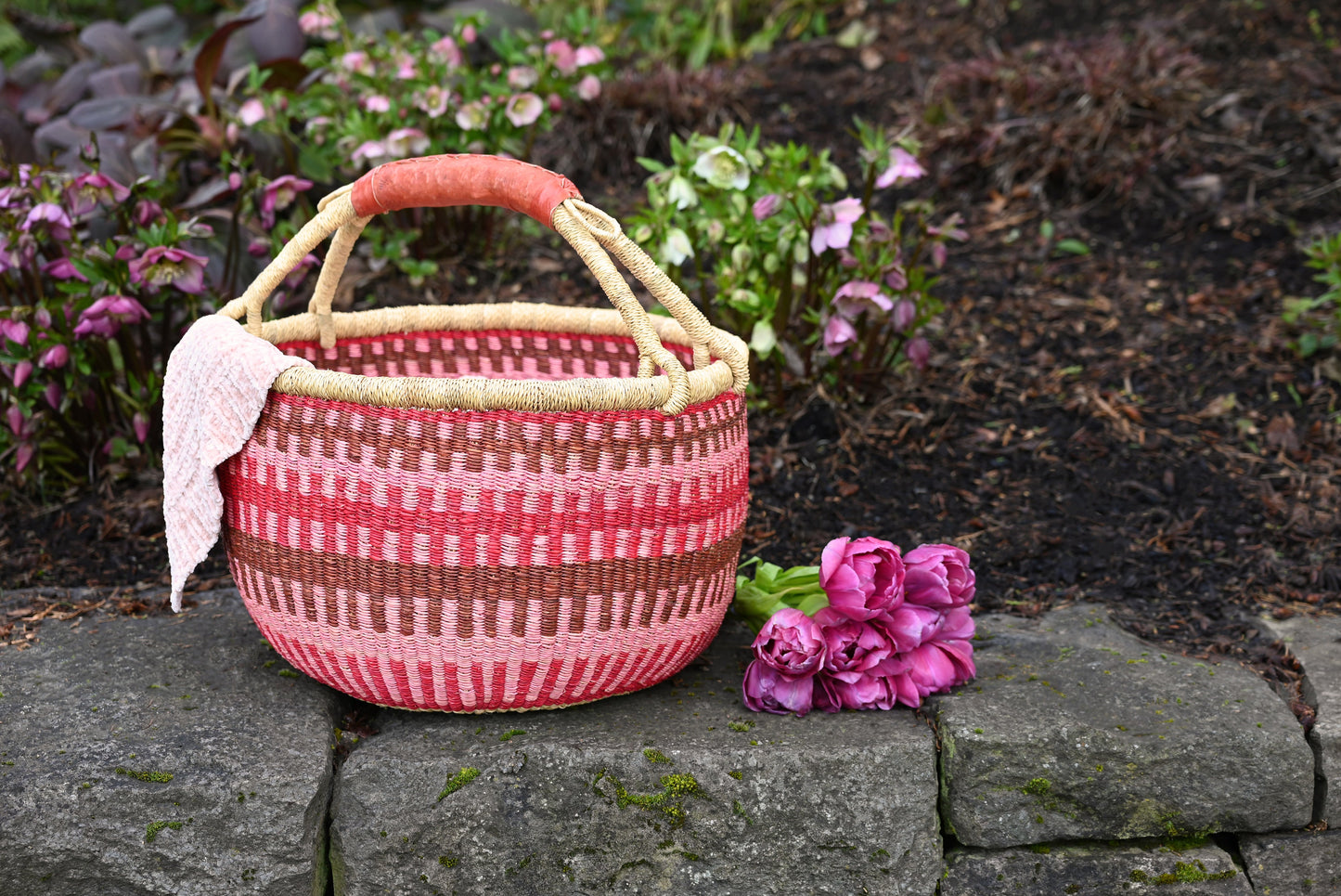 Primrose Patterned Bolga Basket