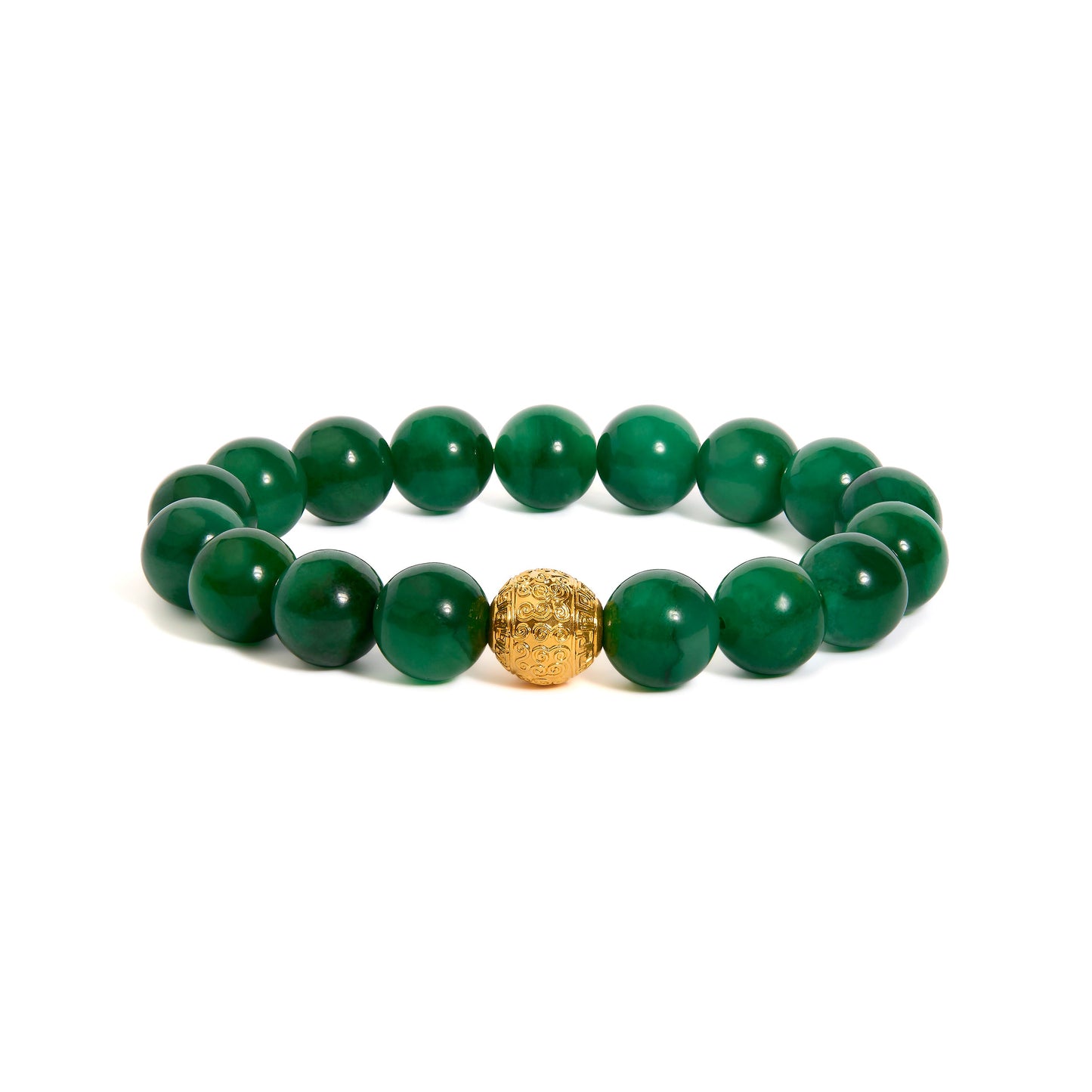 18K Yellow Gold Aventurine Beaded Charm Bracelet