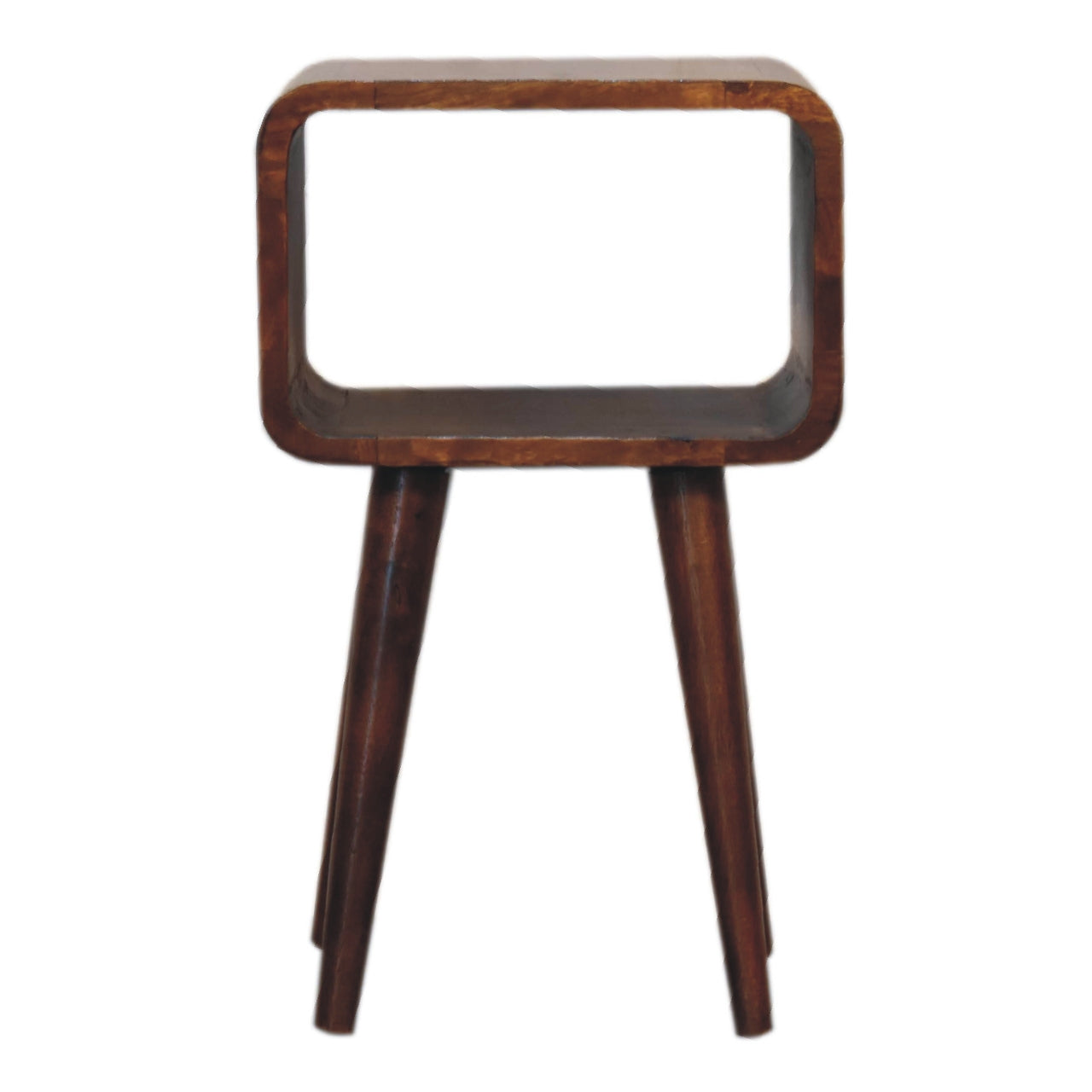 Solid Wood Mini Chestnut Curved Open Bedside Table