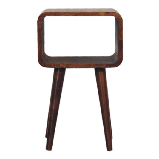 Solid Wood Mini Chestnut Curved Open Bedside Table