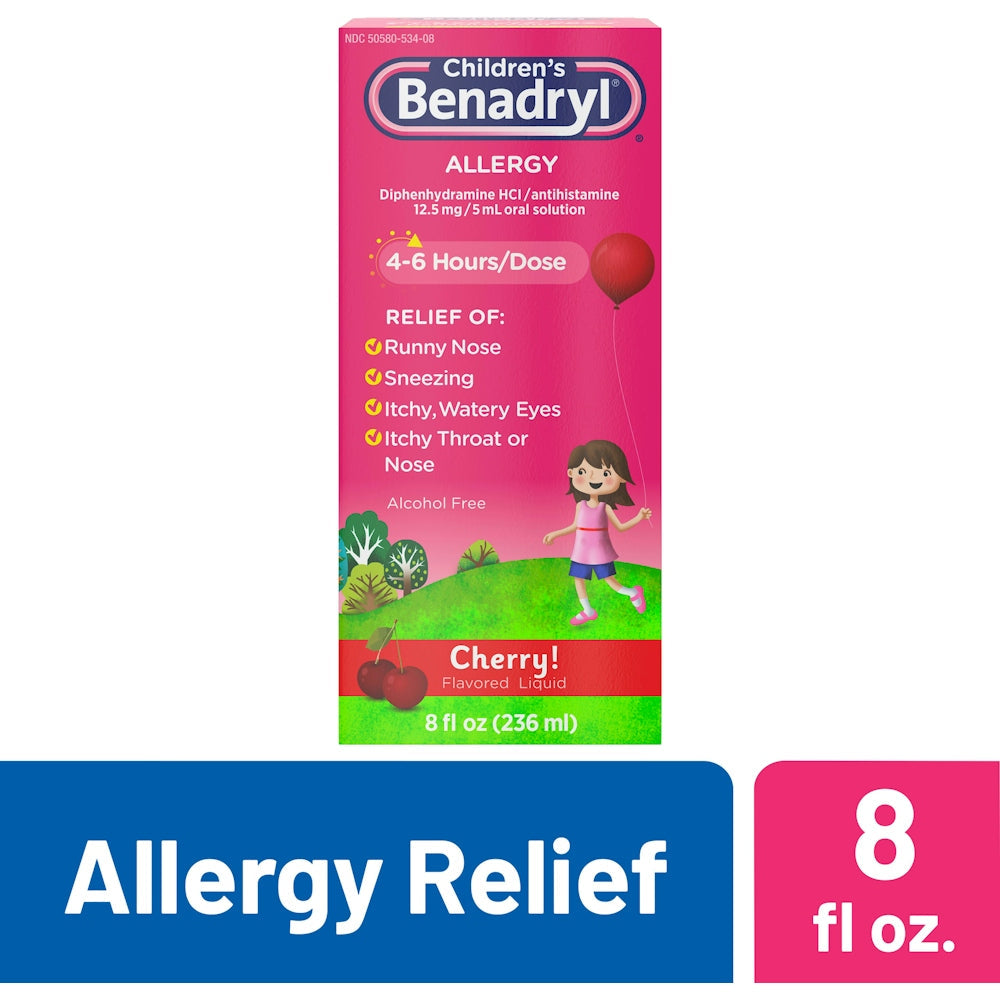 Children's Benadryl Kids' Allergy Relief Liquid Medicine, Cherry Flavor