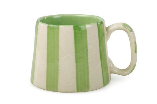 Ceramic Green Stripe  Coffee cup - 3.5 x 2.5 Inches ( Set of 2 )