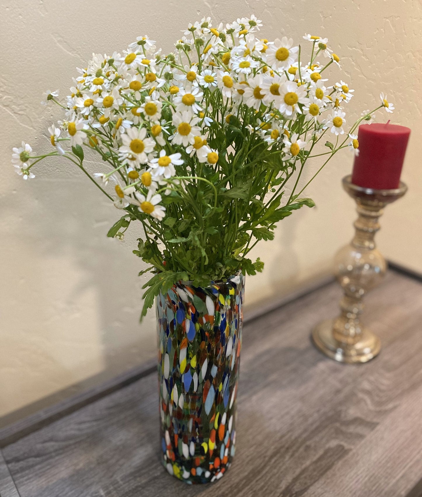 Glass Vase with Confetti Carmen Design