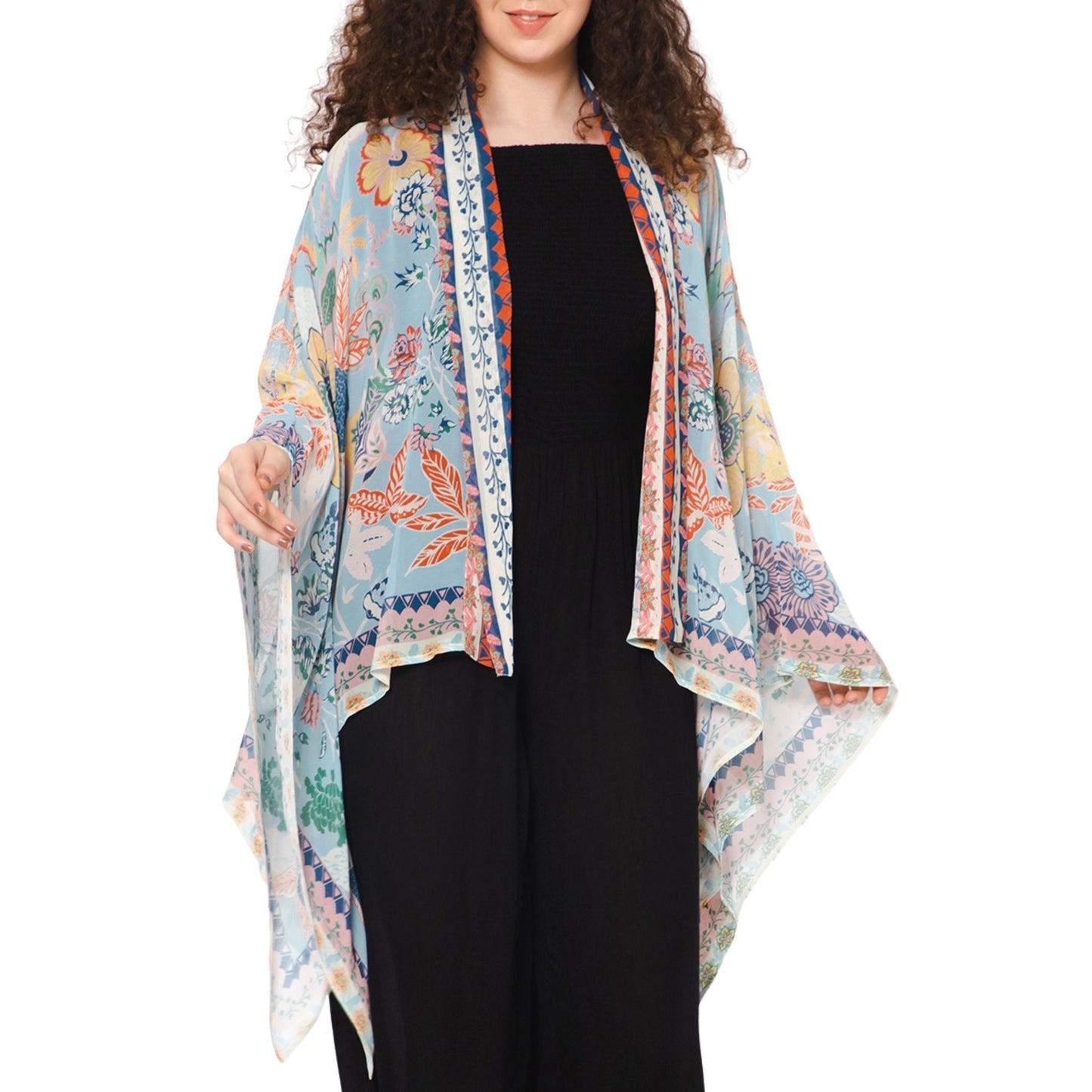 Wildflower Sheer Kimono Cardigan - Blue Sky