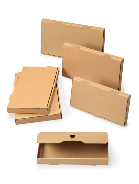 W Packaging 14"x7" Kraft Compostable Eco-Friendly Pizza Boxes – 1.5" Deep, E-Flute, 50 Pack, SKU WPFB14X7KE - Osadia Concept Store