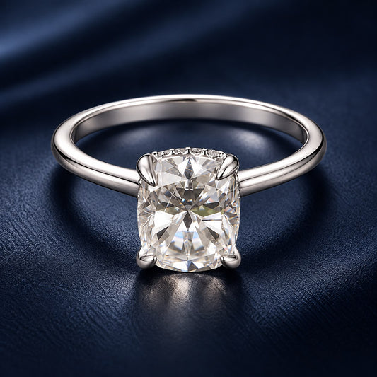 925 Sterling Silver White Gold Plated 3ct Moissanite Size 6 Ring for Women