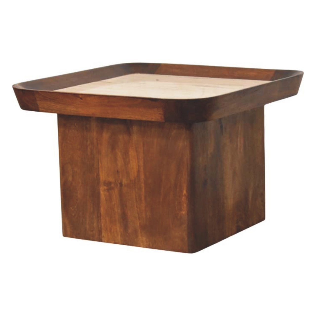 Solid Wood Travertine Top Tray Coffee Table