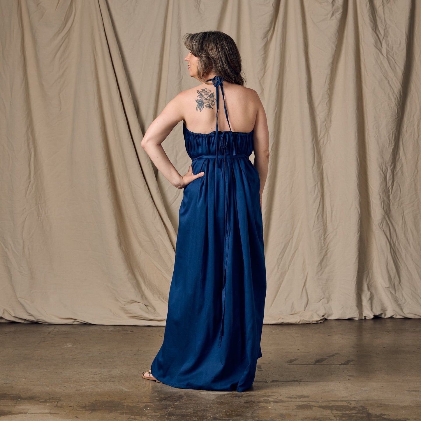 Kanya Blue Cotton Maxi Style Dress