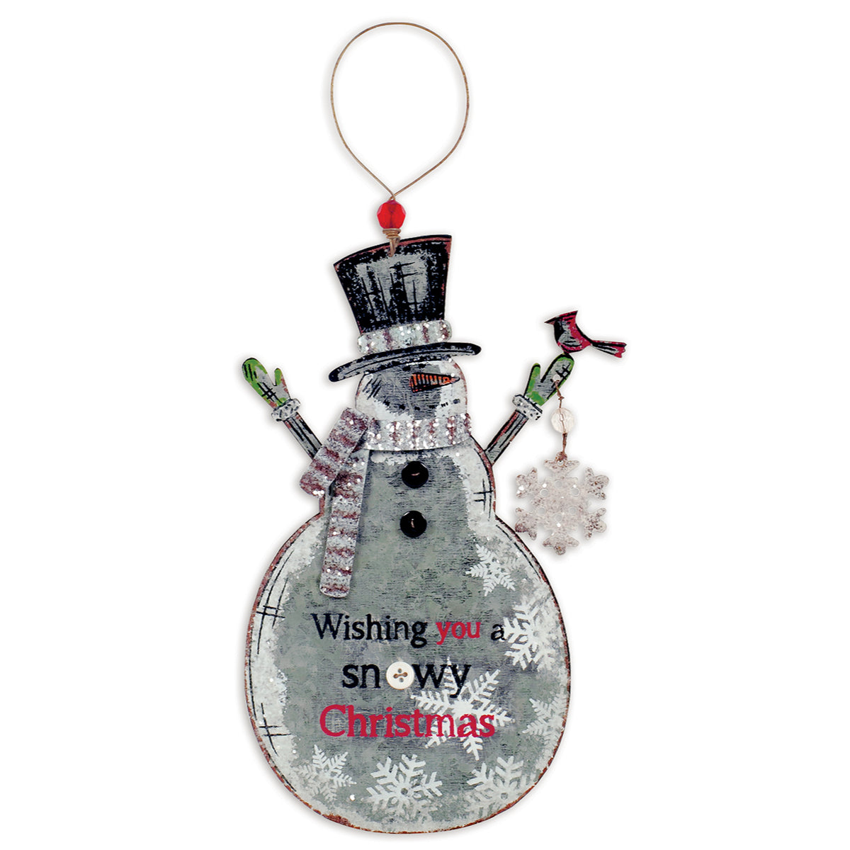 Rustic Vintage Galvanized Metal Snowman Ornaments - Set of 4