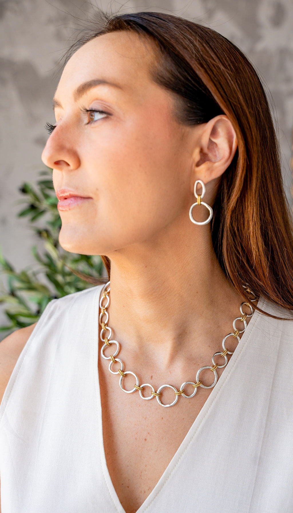Mixed Metal Sculpted Circle Earrings