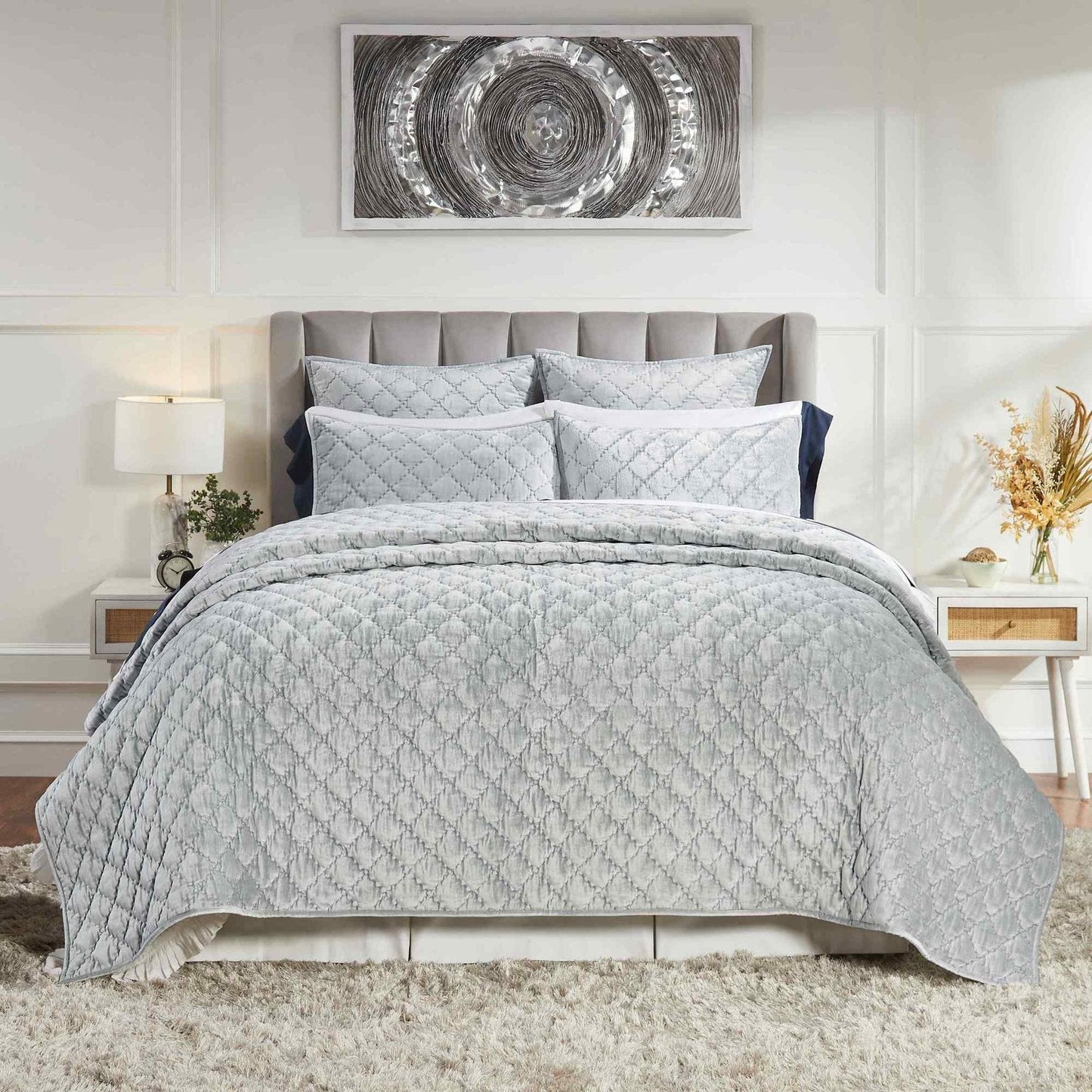 Clermont Diamond Velvet Quilt - Clearance