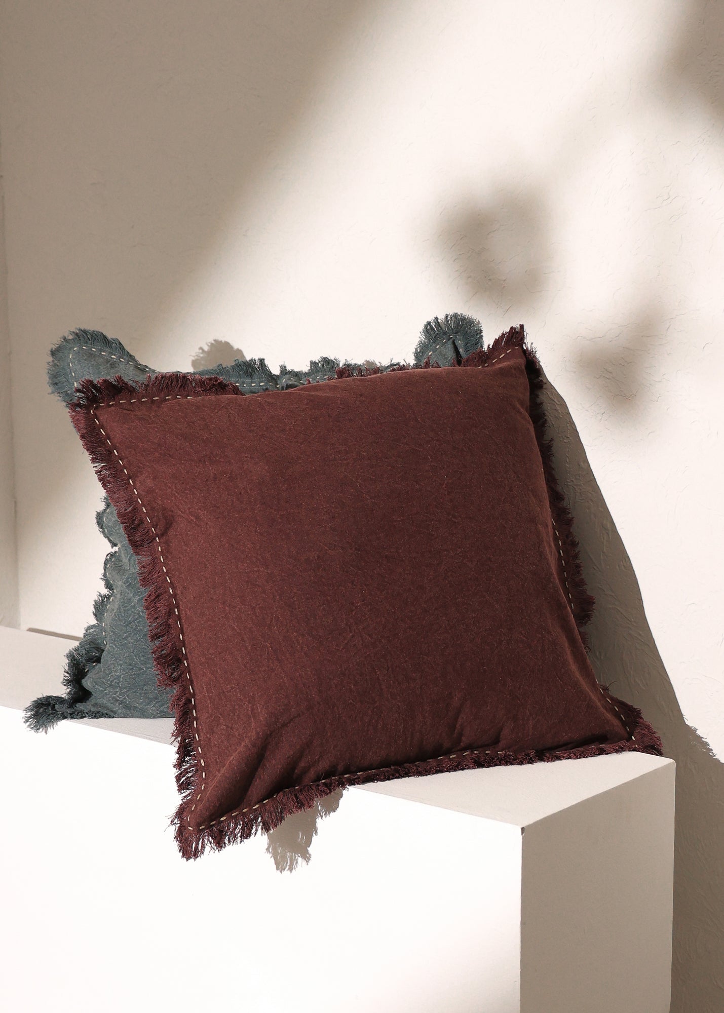 Stonewashed Linen Pillow with Hand Worked Edges