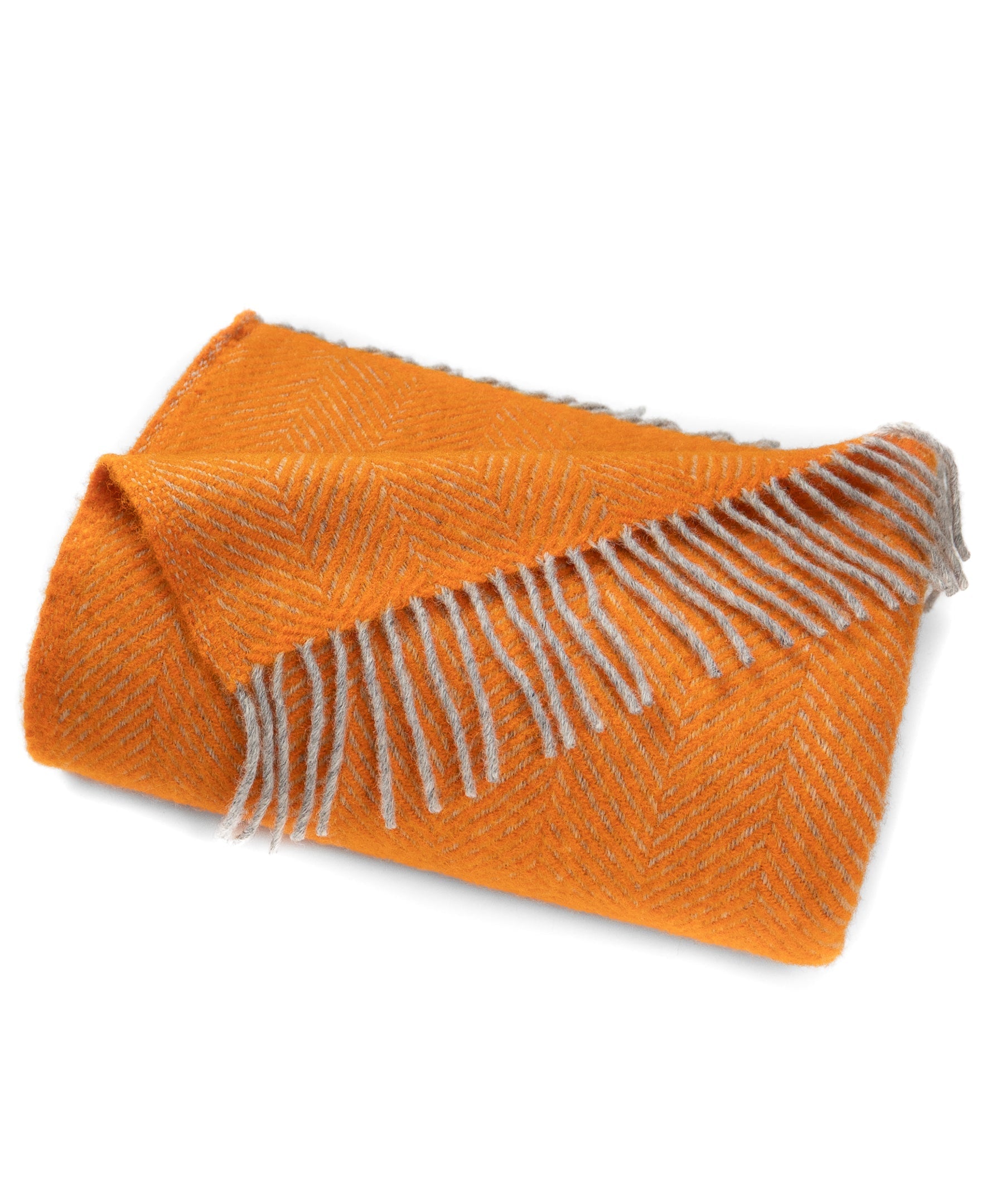 Highland Tweeds Herringbone Pure New Wool Throw ~ Atomic Orange ~ - Osadia Concept Store