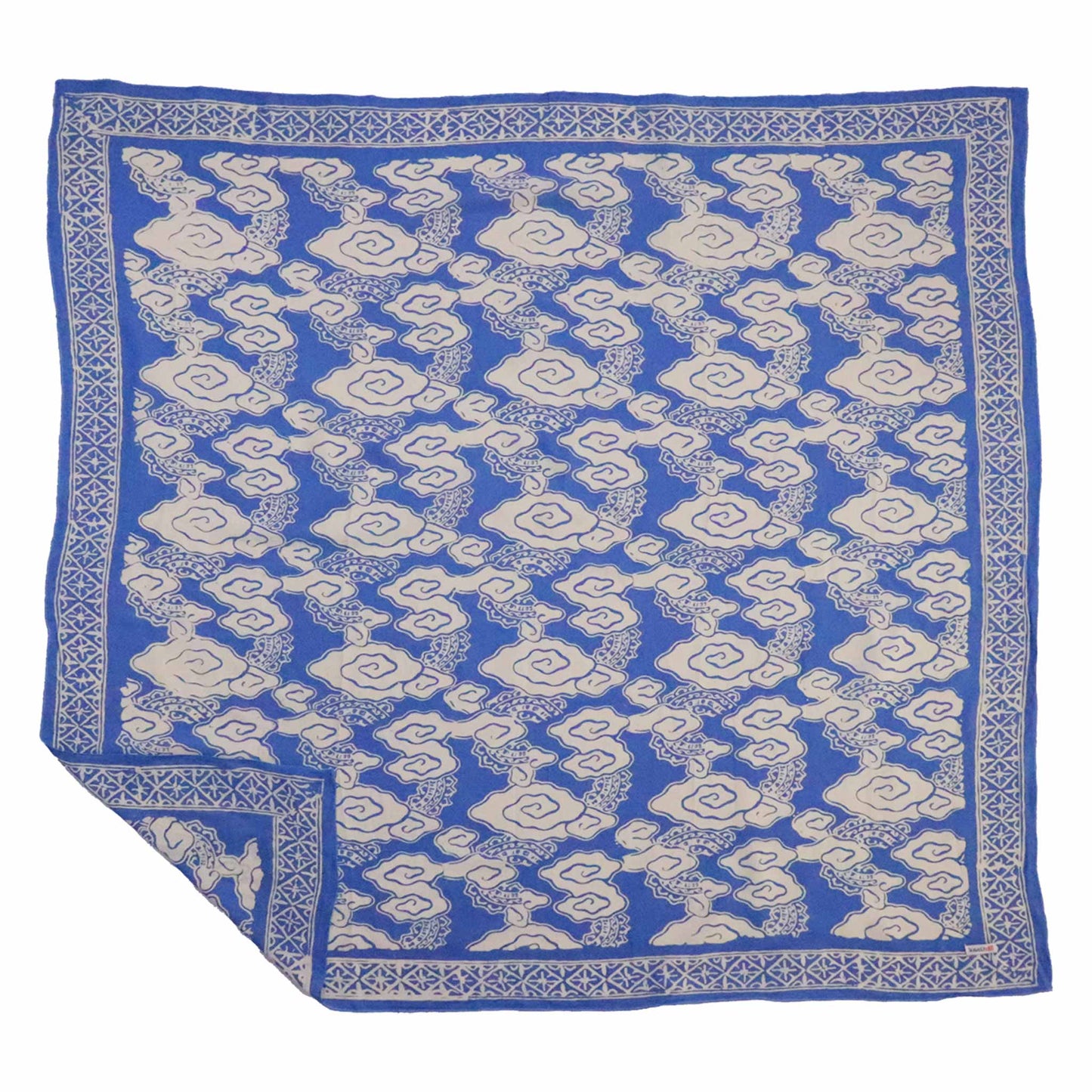 Large 39" Hand Dyed Batik Bandana - Pewter Sky