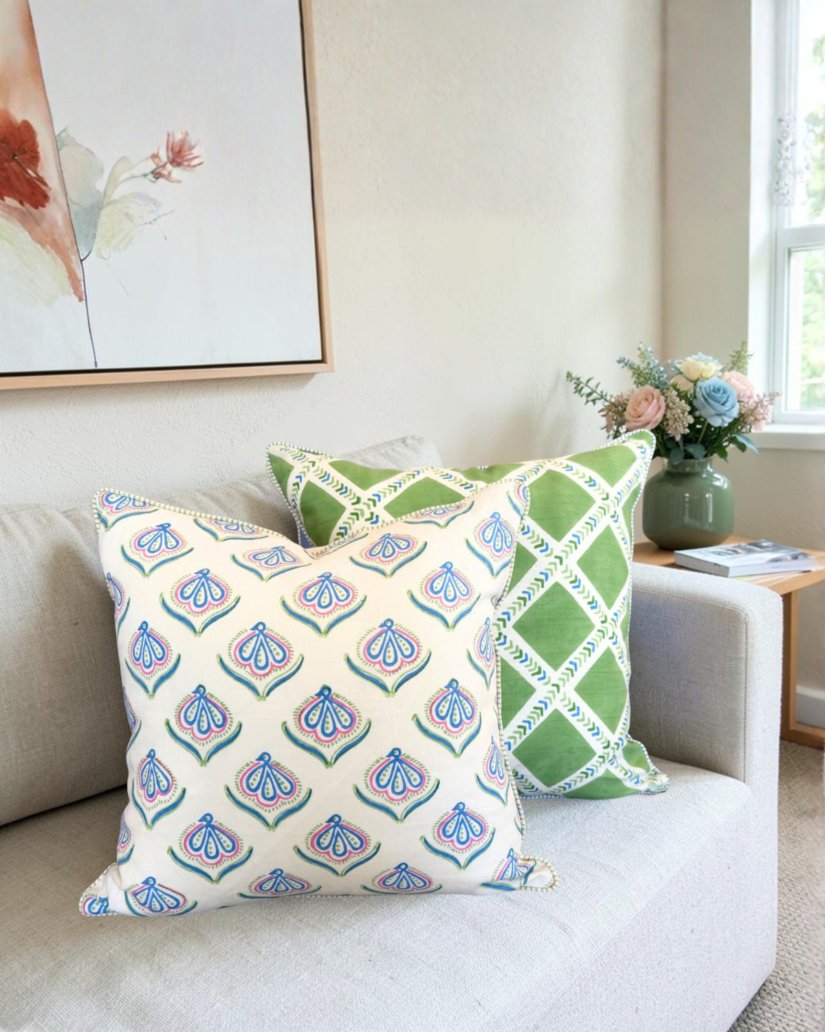 Mithya Linen Pillow Cover - Green