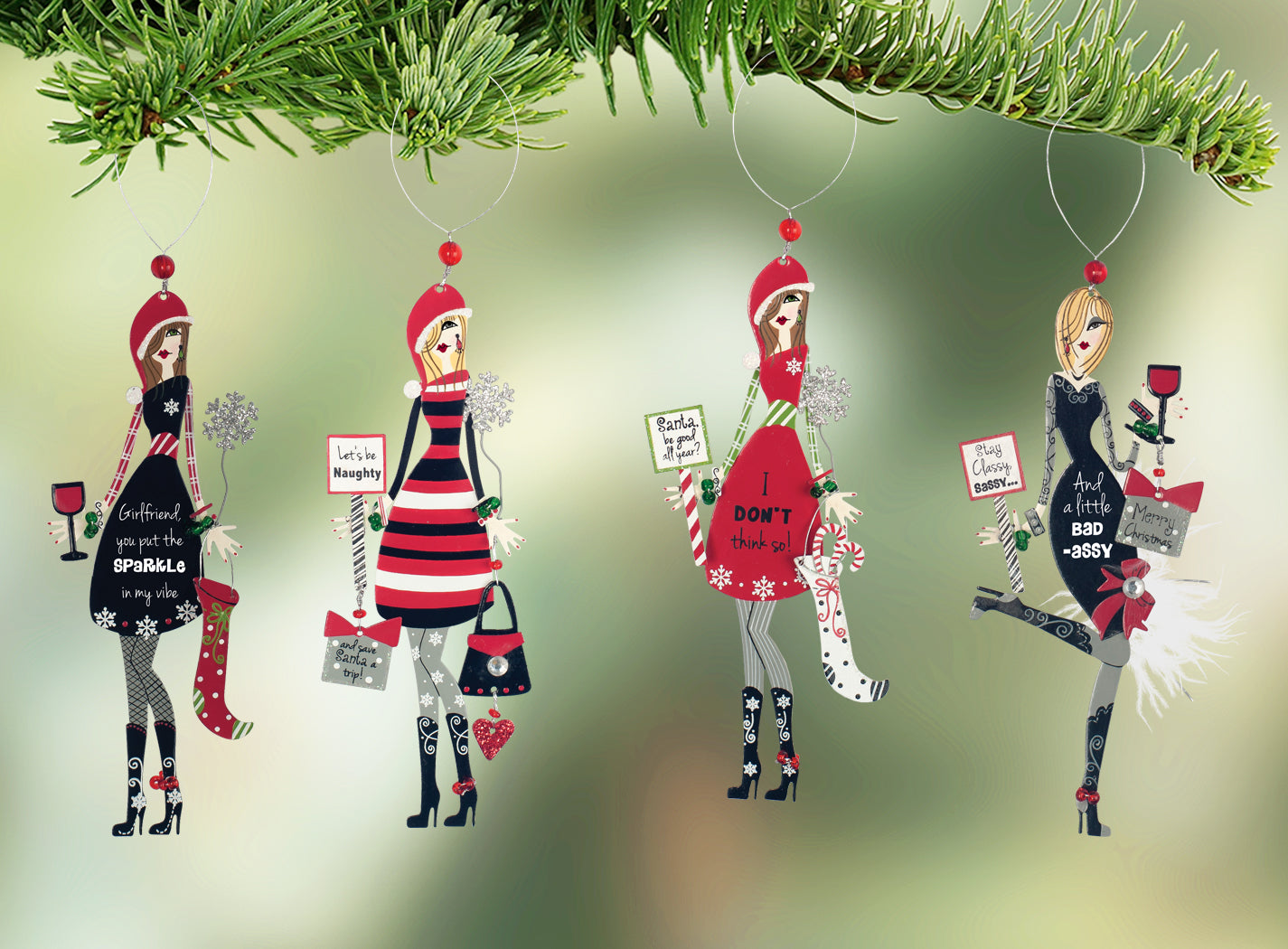 Sassy & Classy Girlfriends Ornaments - Set of 4