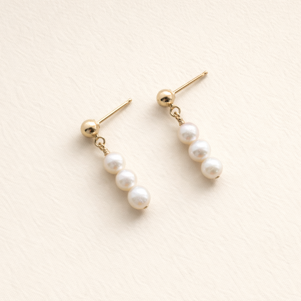 Pearl Trio Earrings | Gold Fill