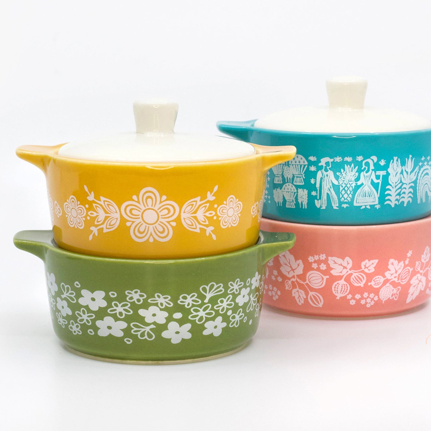 Pyrex-Inspired Spring Blossom Casserole Ceramic Trinket Box