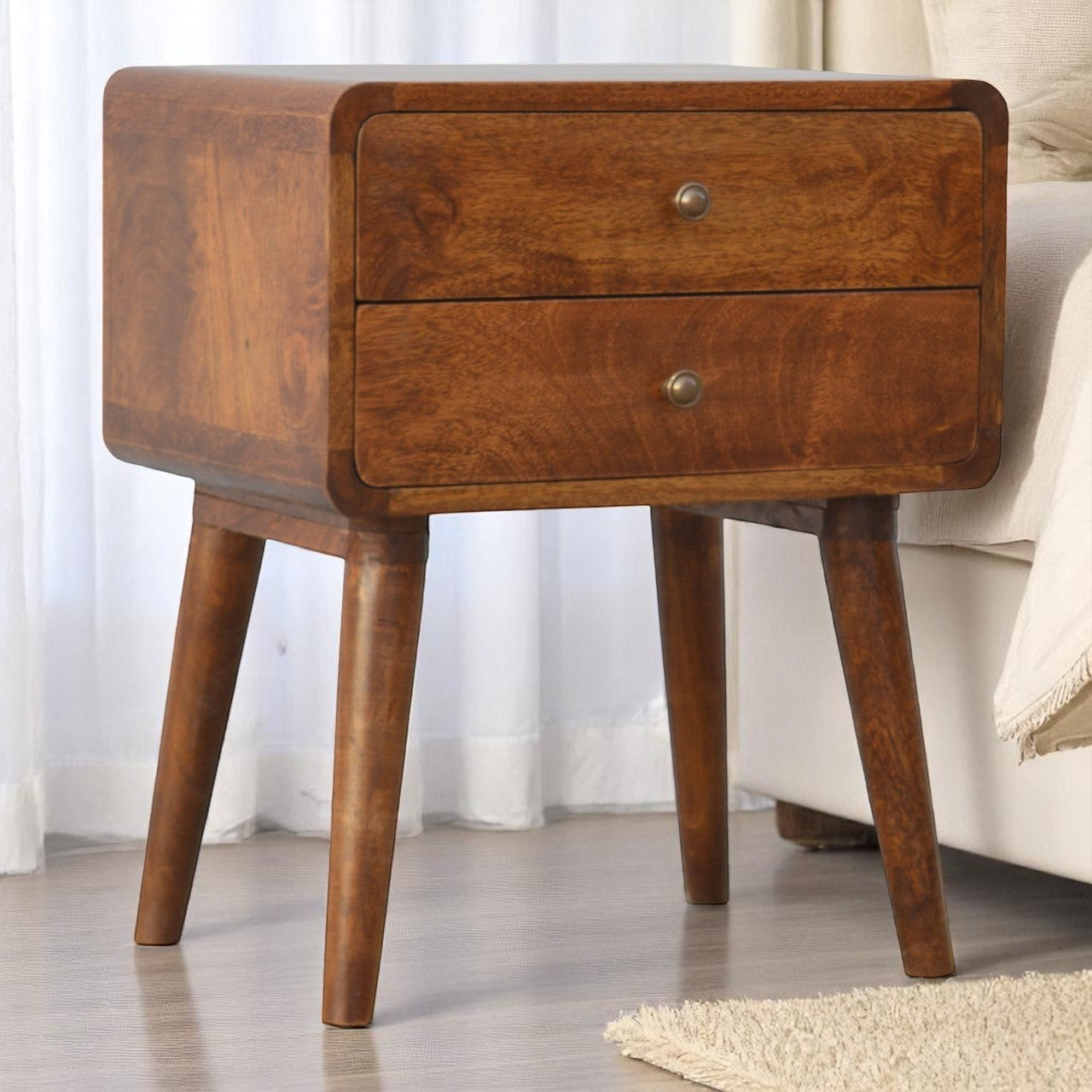 Solid Wood Curved Nightstand