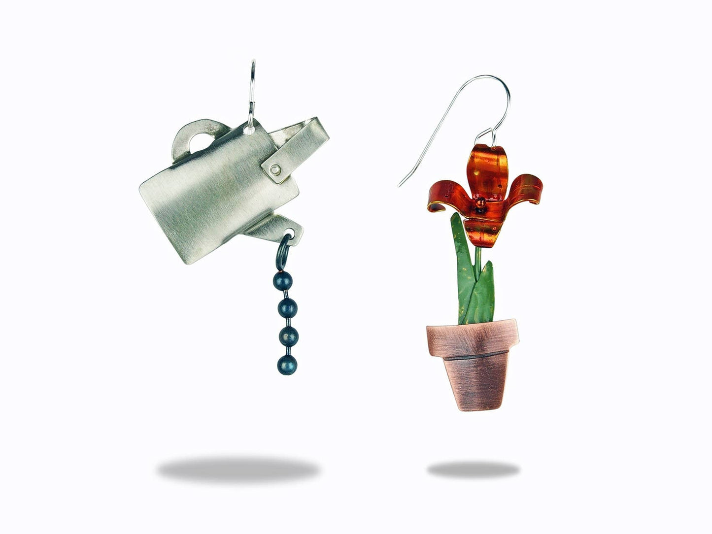 Watering Can & Flower Earrings by Chickenscratch