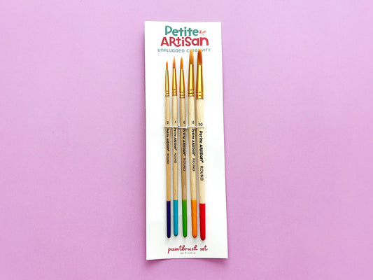 Five wood watercolor brushes sized and built for kid hands