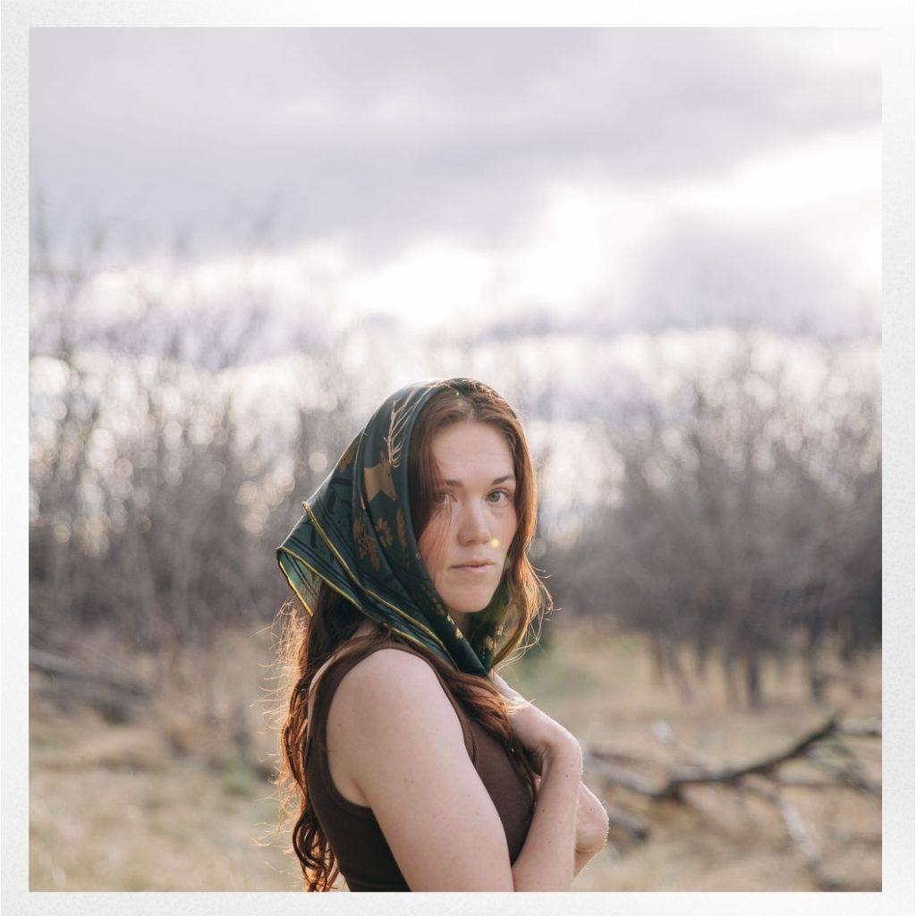 100% Silk Scarf: Haven - Golden Wildflowers & Elk