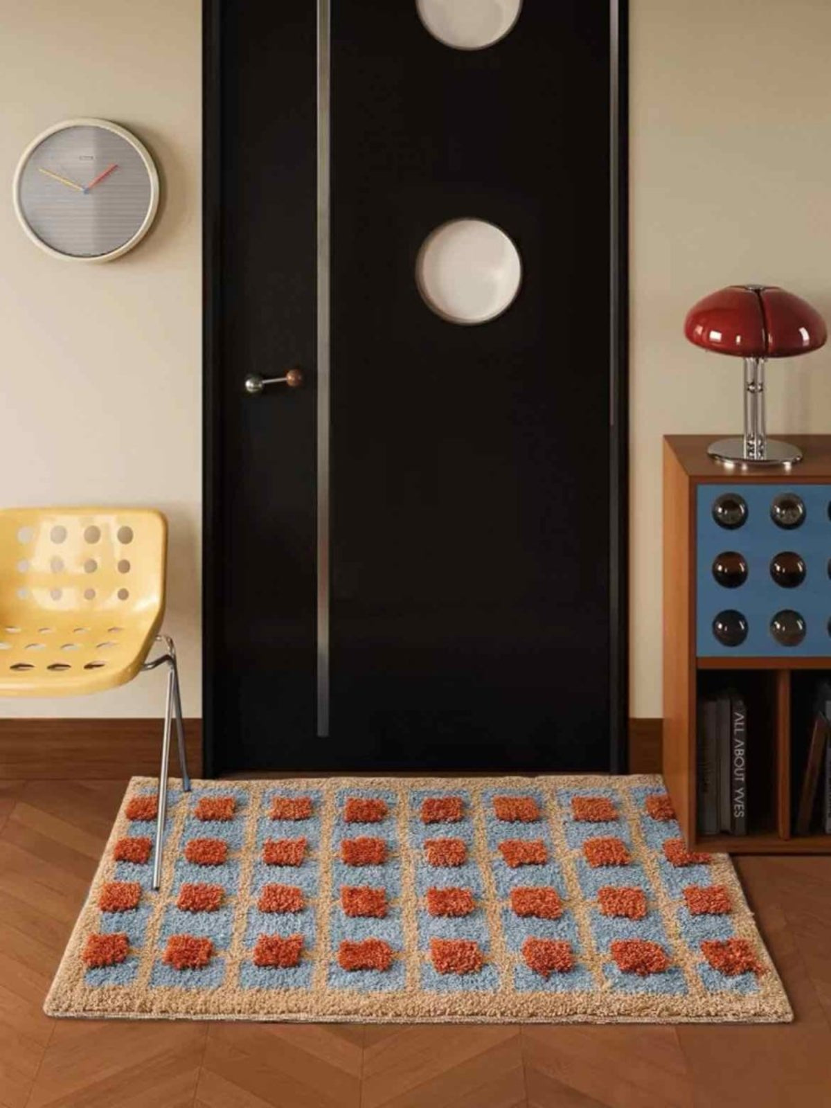 Ultra Soft Retro Whimsical Grid Bath Rug